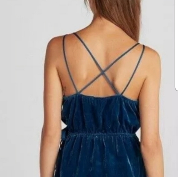 NWT Express Navy Blue Velvet Wrap Cami - Picture 4 of 5